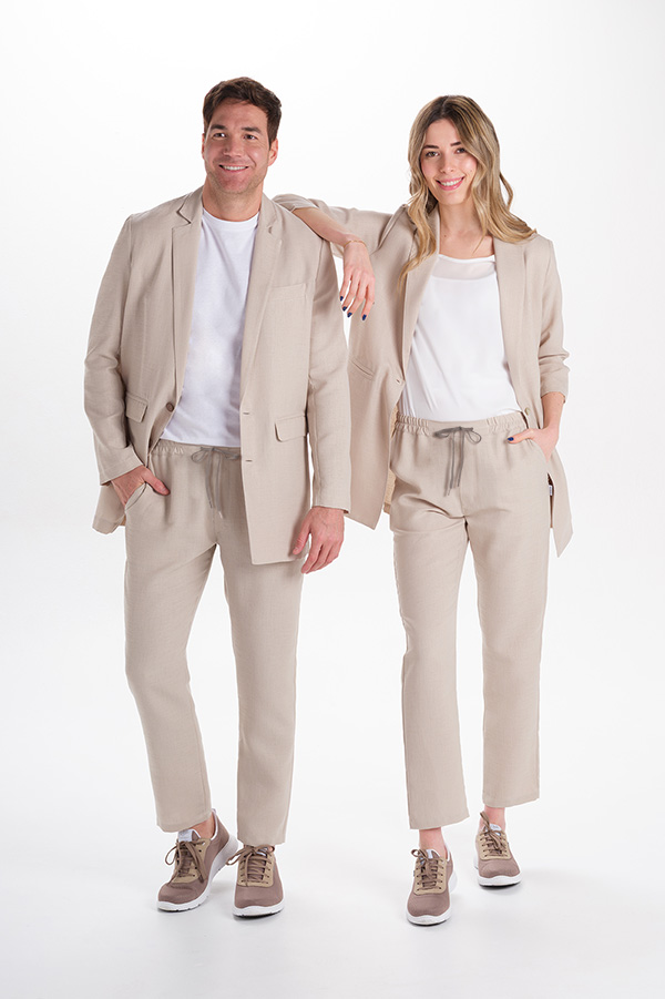 Levita beige mujer manga 3/4 fruncida 3