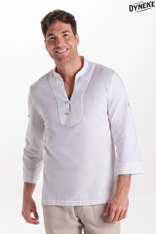 Camisa unisex pecherin botón madera.