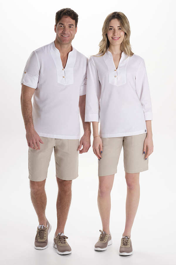 Camisa unisex pecherin botón madera. 3