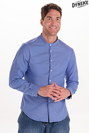 Camisa hombre cuello mao azul