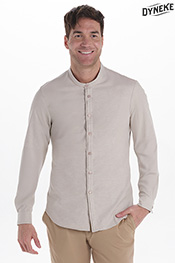 Camisa hombre cuello mao beige