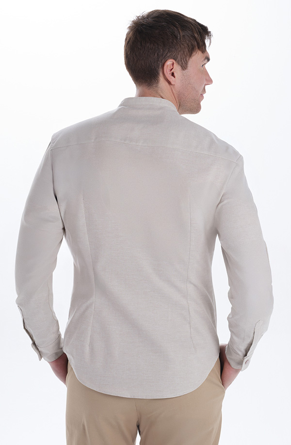 Camisa hombre cuello mao beige 1