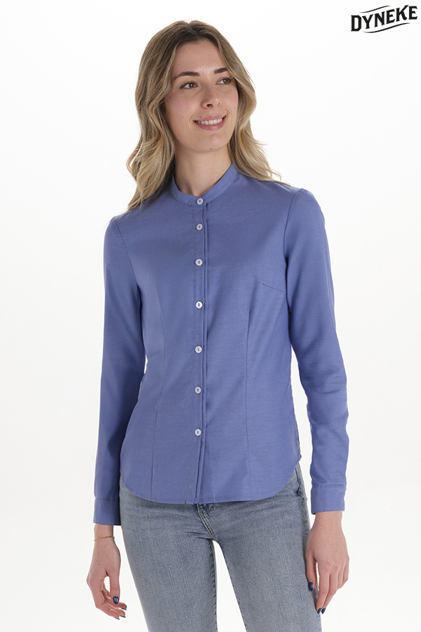 Camisa mujer cuello mao azul