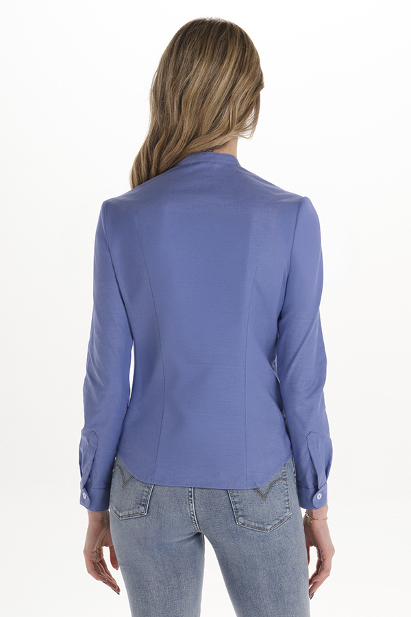 Camisa mujer cuello mao azul 1