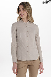 Camisa mujer cuello mao beige