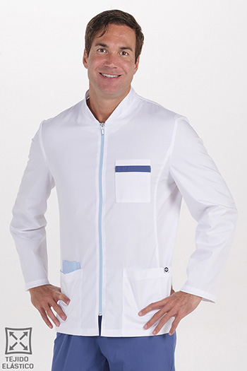 Chaqueta hombre sarga elástica contraste azul m/l