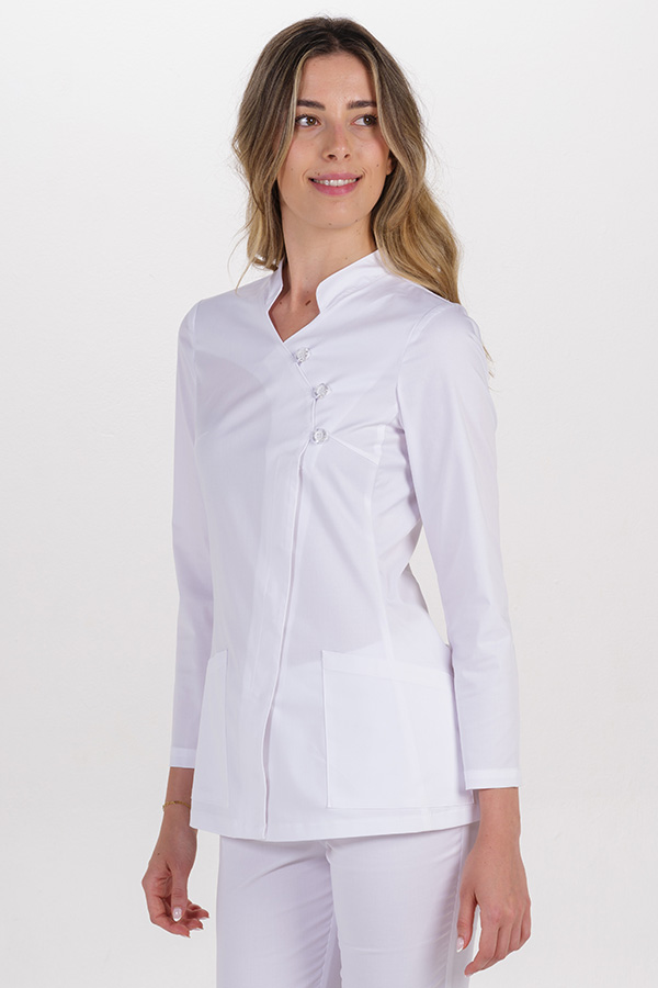 Chaqueta elástica m/l cruzada botones transparentes 2
