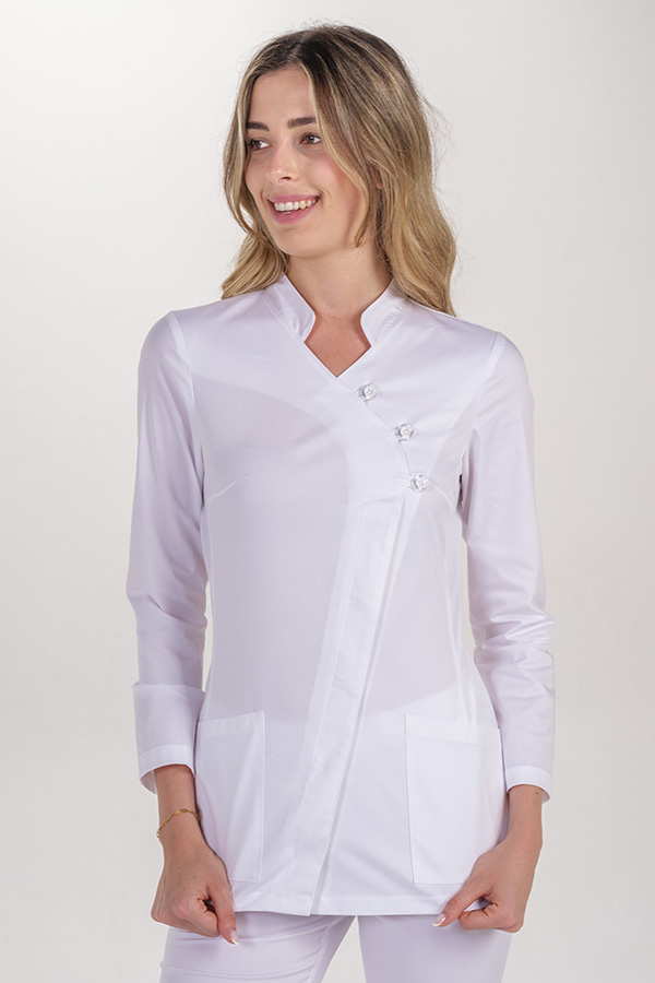 Chaqueta elástica m/l cruzada botones transparentes 3