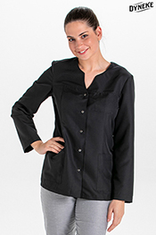 Chaqueta m/l corchetes microfibra negra