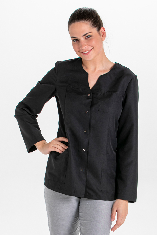 Chaqueta m/l corchetes microfibra negra 3