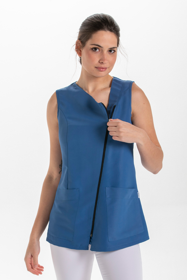 Casaca s/mangas diagonal microfibra azul 2