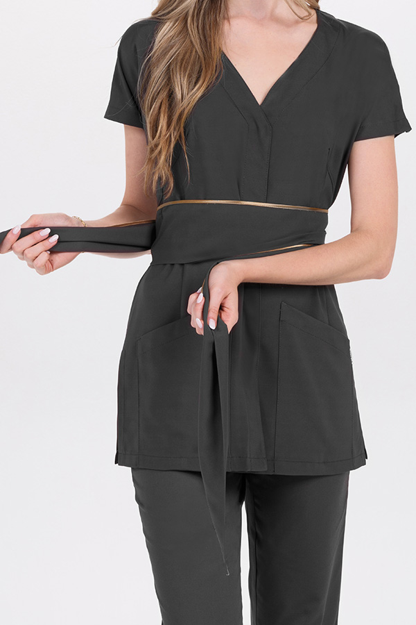 Chaqueta kimono elástica negra con cinturón 2