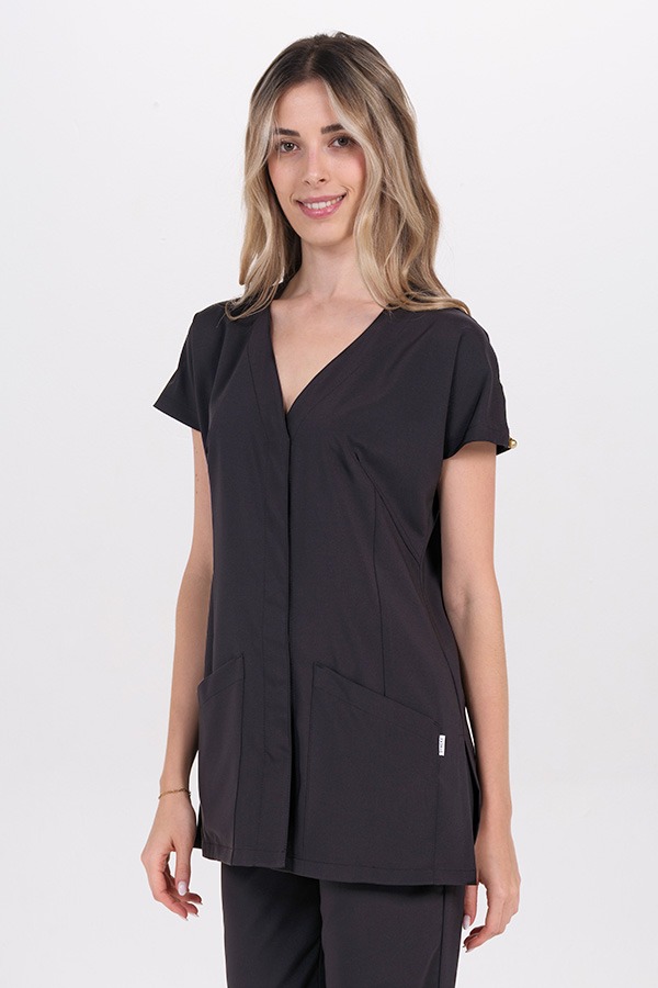 Chaqueta kimono elástica negra con cinturón 3