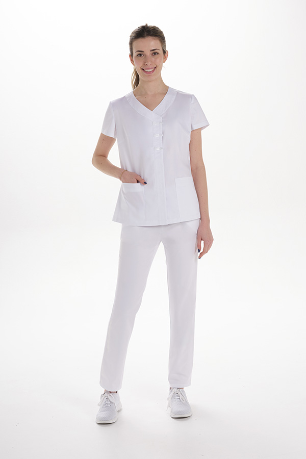 Casaca blanca con trabillas raso. 3