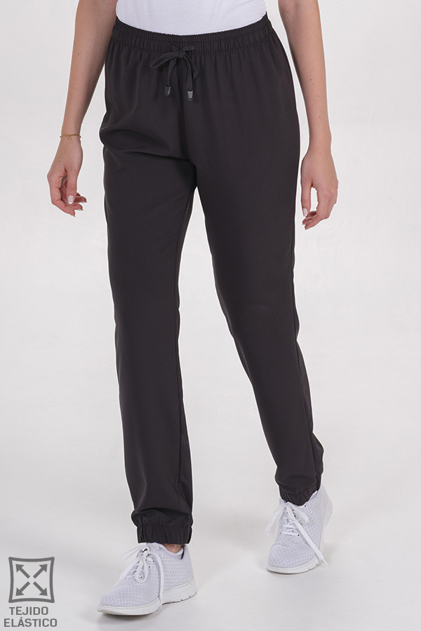 Pantalón goma tobillo microfibra elástica negra
