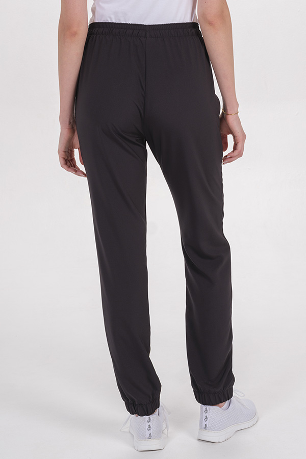 Pantalón goma tobillo microfibra elástica negra 1