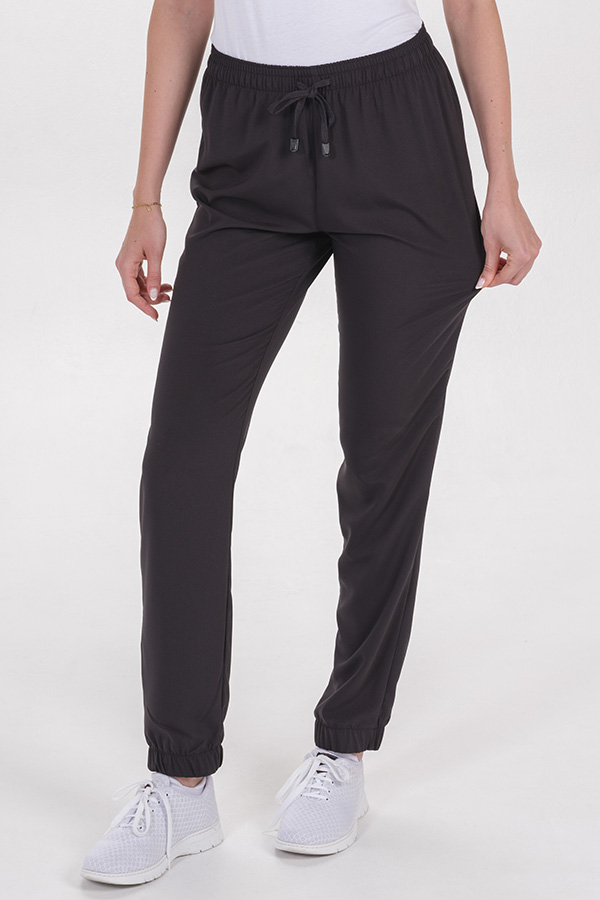 Pantalón goma tobillo microfibra elástica negra 2