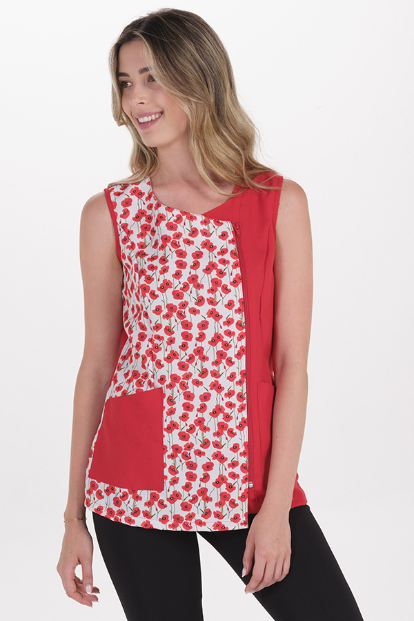 Chaqueta s/m roja amapolas 1