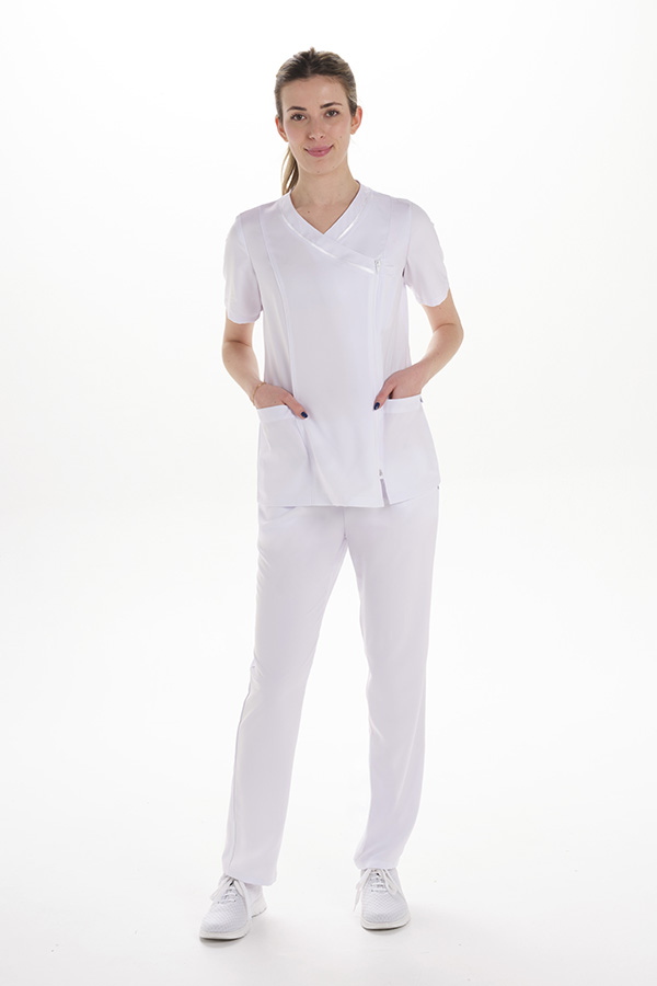 Chaqueta m/c microfibra elástica blanca raso 2