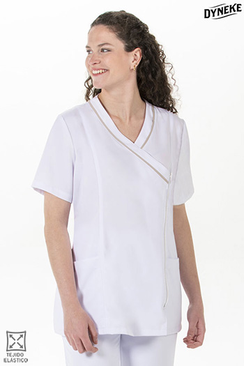Chaqueta m/c microfibra elástica blanca