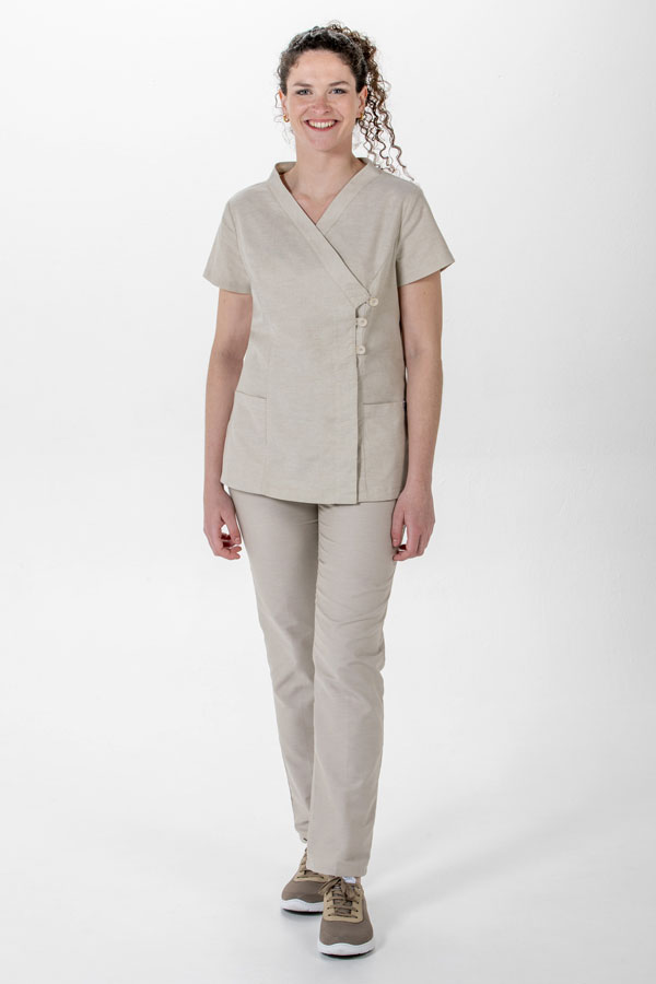 Chaqueta mujer kimono corto beige