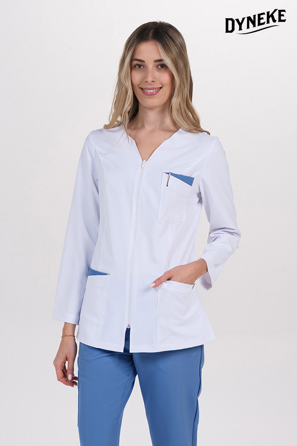 Chaqueta mujer poliéster elástico contraste azul m/l