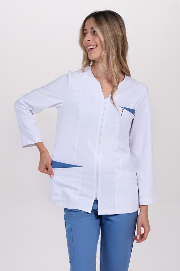 Chaqueta mujer poliéster elástico contraste azul m/l 2