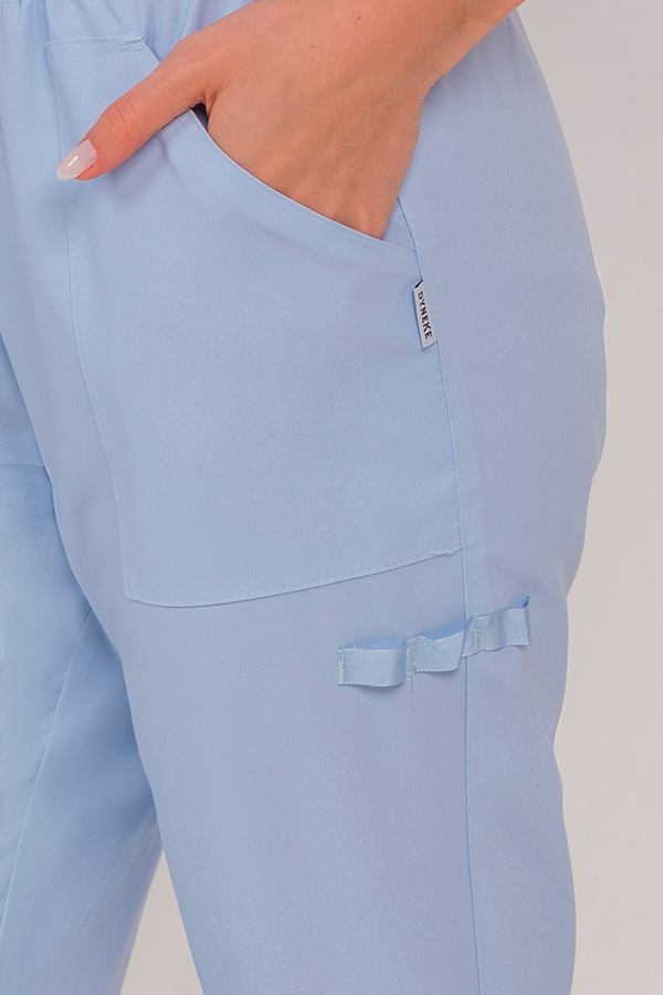 Pantalon celeste poliéster elástico cinta 1