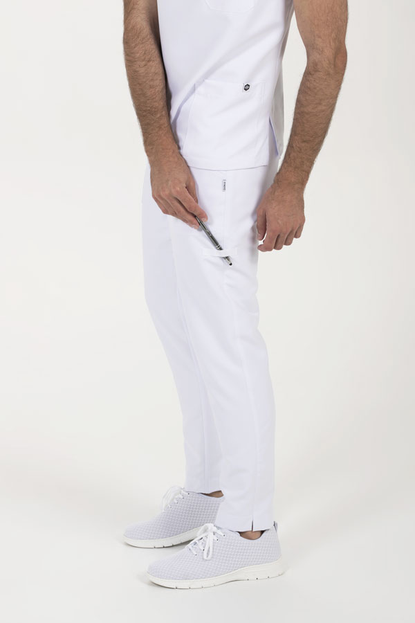 Pantalon blanco microfibra cinta 3