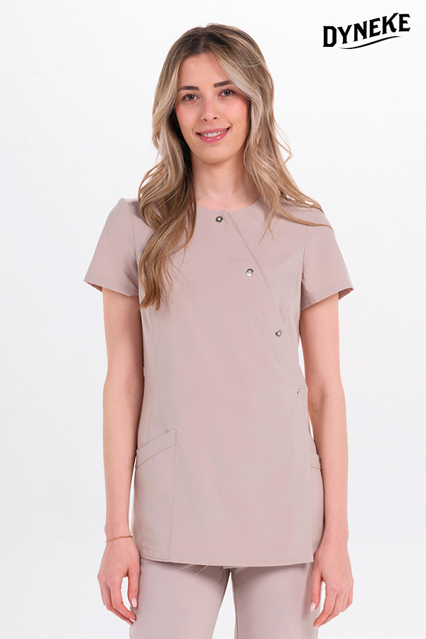Chaqueta beige cruzada corchetes m/c