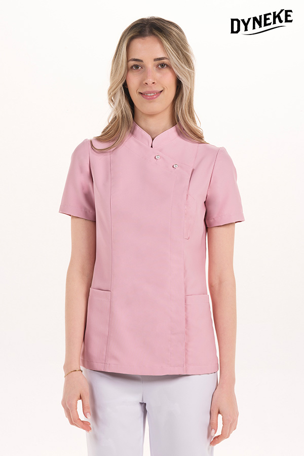Chaqueta entallada rosa botón perla