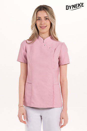 Chaqueta entallada rosa botón perla
