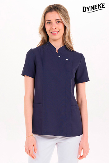 Chaqueta entallada azul boton perla