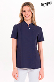 Chaqueta entallada azul boton perla