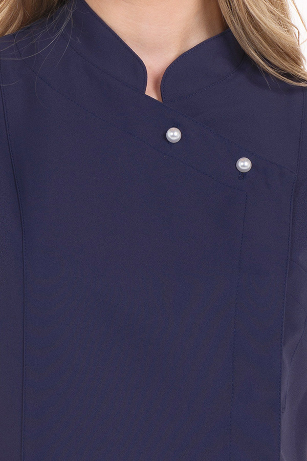 Chaqueta entallada azul boton perla 1