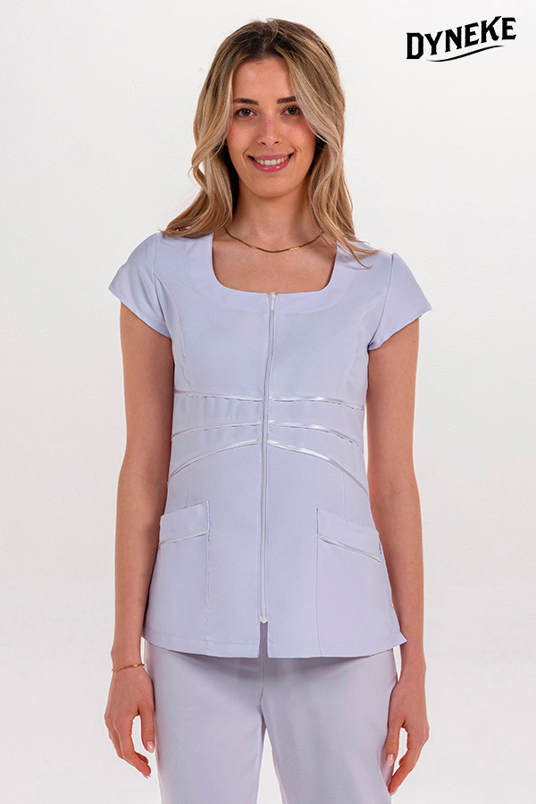 Chaqueta m/c microf.blanca cintas raso