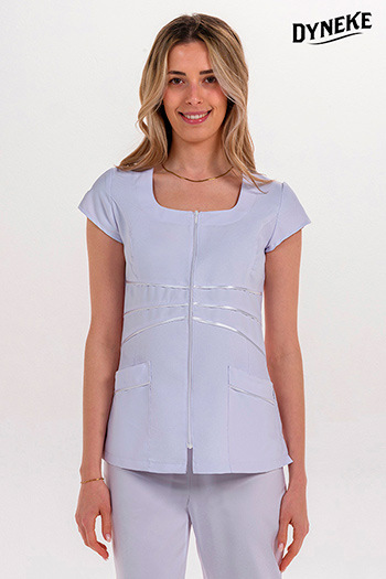 Chaqueta m/c microf.blanca cintas raso