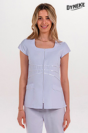 Chaqueta m/c microf.blanca cintas raso