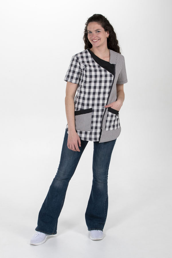 Bata corta m/c cuadro gris antracita 3