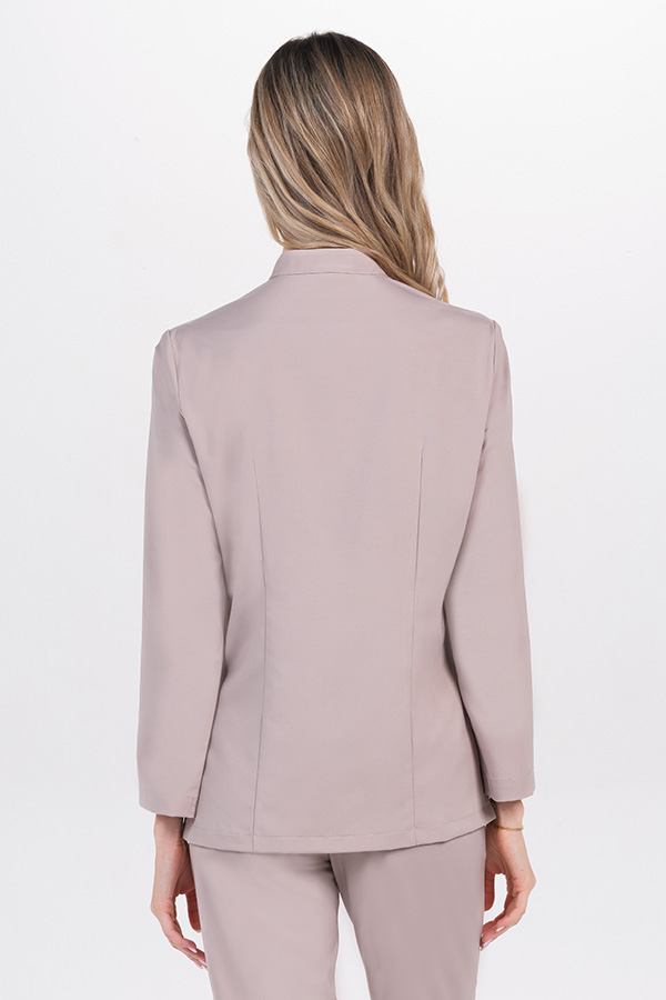 Chaqueta elástica beige sra.cuello mao 3