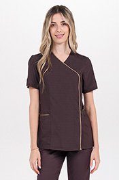 Chaqueta elástica marrón cruzada hebilla m/c