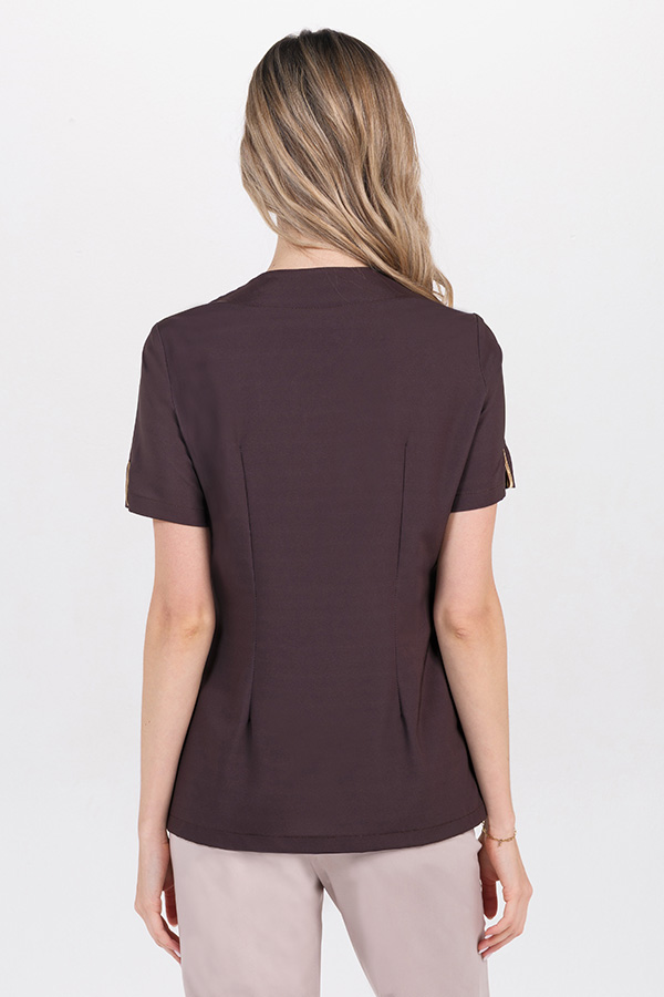 Chaqueta elástica marrón cruzada hebilla m/c 3