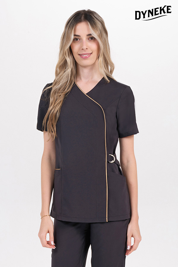 Chaqueta elástica negra cruzada hebilla m/c