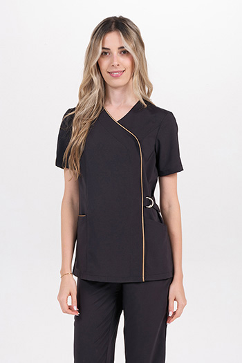 Chaqueta elástica negra cruzada hebilla m/c