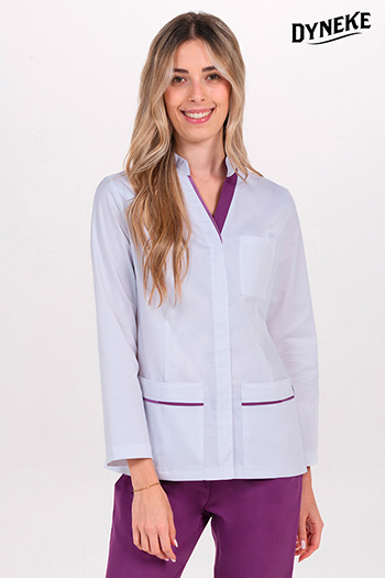 Chaqueta mujer doble vivo morado cremallera m/l