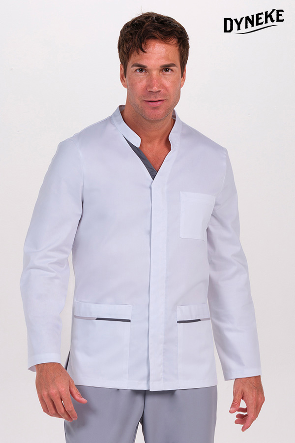Chaqueta hombre doble vivo gris cremallera m/l