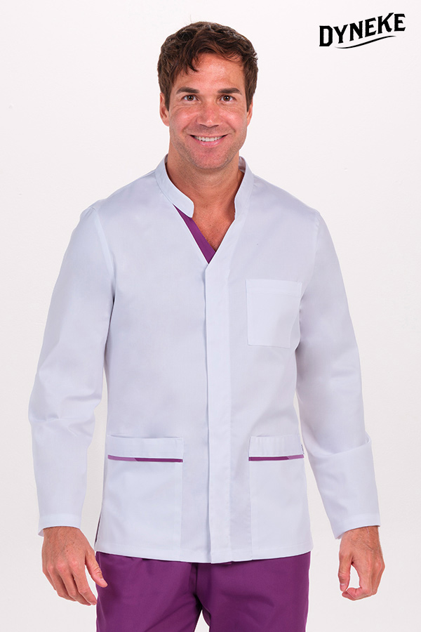 Chaqueta hombre doble vivo morado cremallera m/l