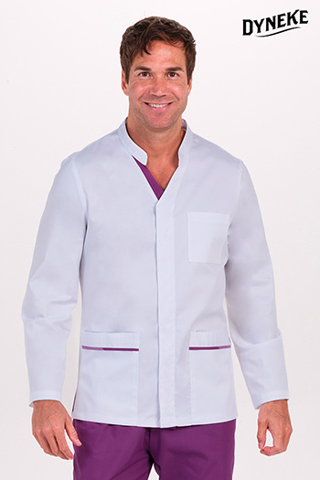 Chaqueta hombre doble vivo morado cremallera m/l