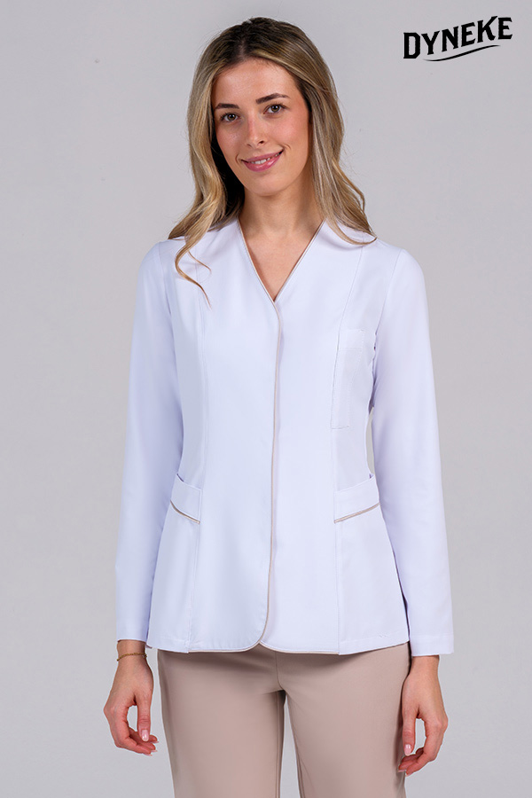 Chaqueta elástica blanca vivo beige