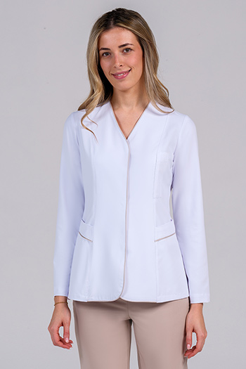 Chaqueta elástica blanca vivo beige